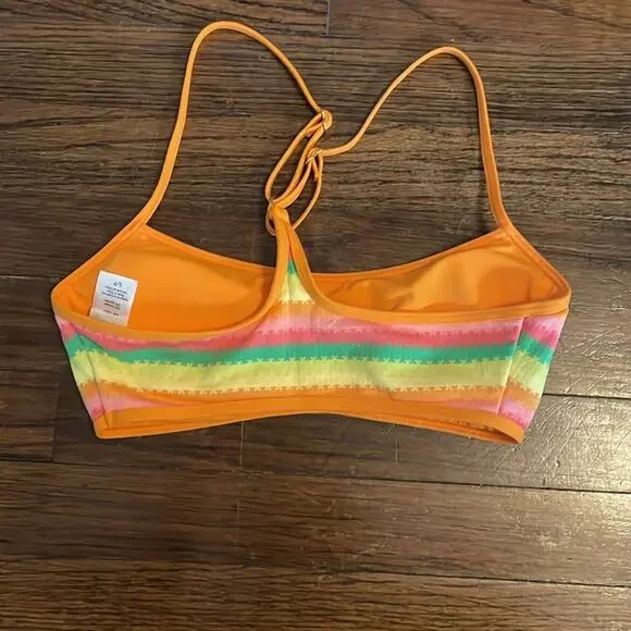 L Space Yellow Striped Bikini Swimsuit Top S New Boho Luxe - Picture 4 of 5